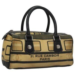 CHANEL Central Station Hand Bag PVC Beige CC Auth